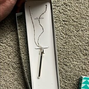 Stella & Dot Shiny Silver Bar Necklace